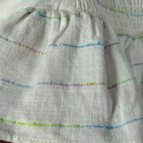 B45.  Forever 21 Front Tie Crop Linen top Size Small - Picture 5 of 7